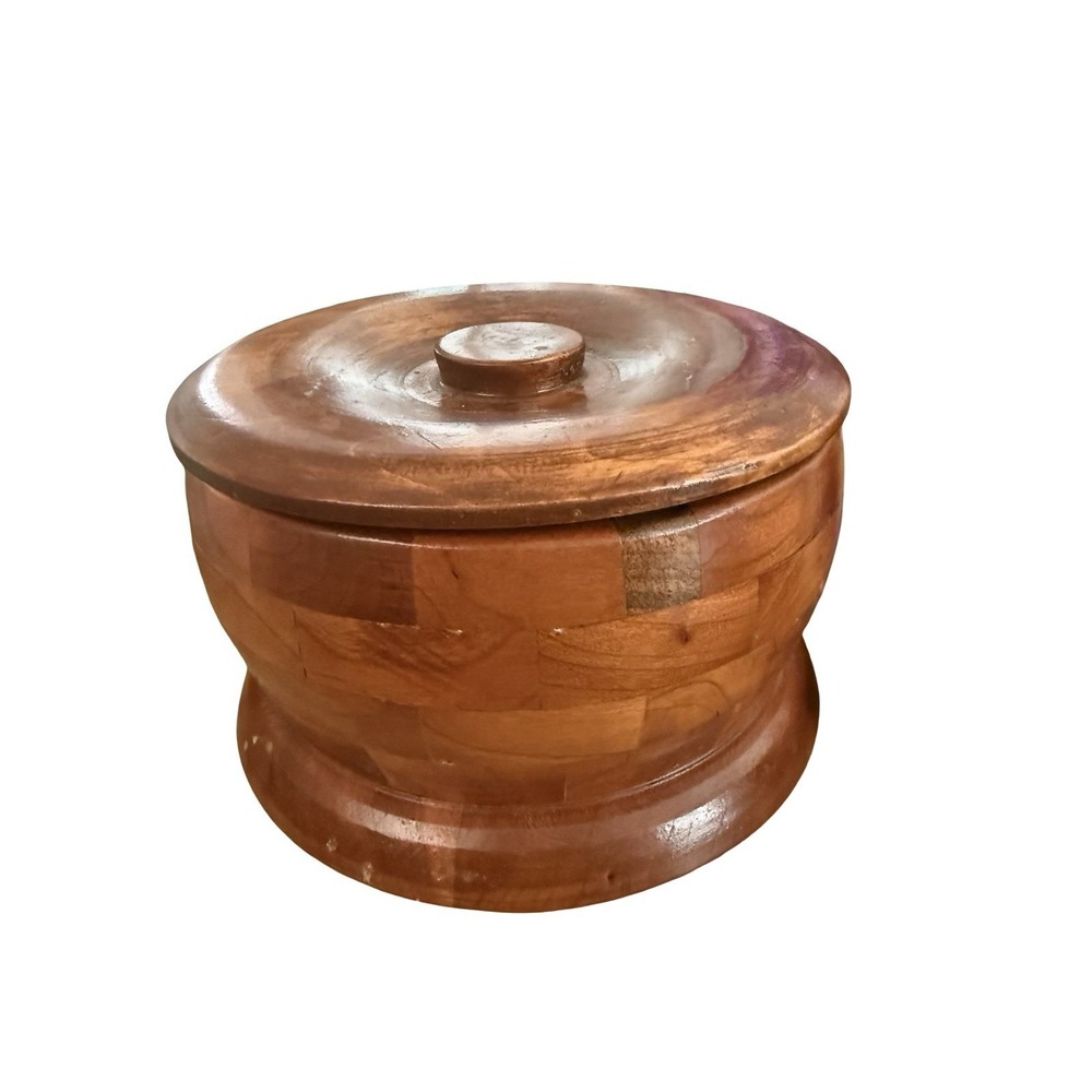 Hand-Turned Round Wooden Keepsake Box with Lid signed Louis kuhlemeyer 2002 5.5"